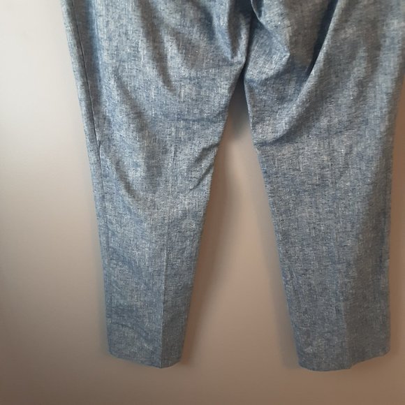 Ann Taylor "The Ankle Pant" Linen Cotton Mid-Rise Light Blue | New! Size 4 - Picture 8 of 13
